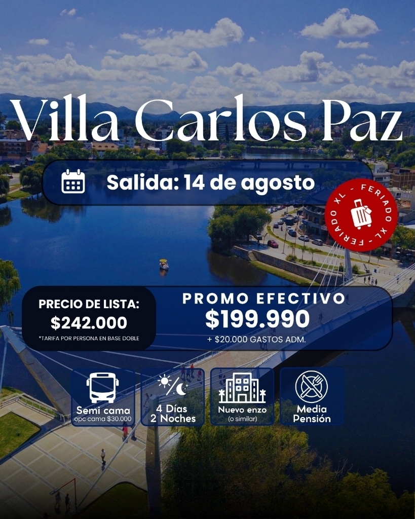 Flyer del viaje a Villa Carlos Paz