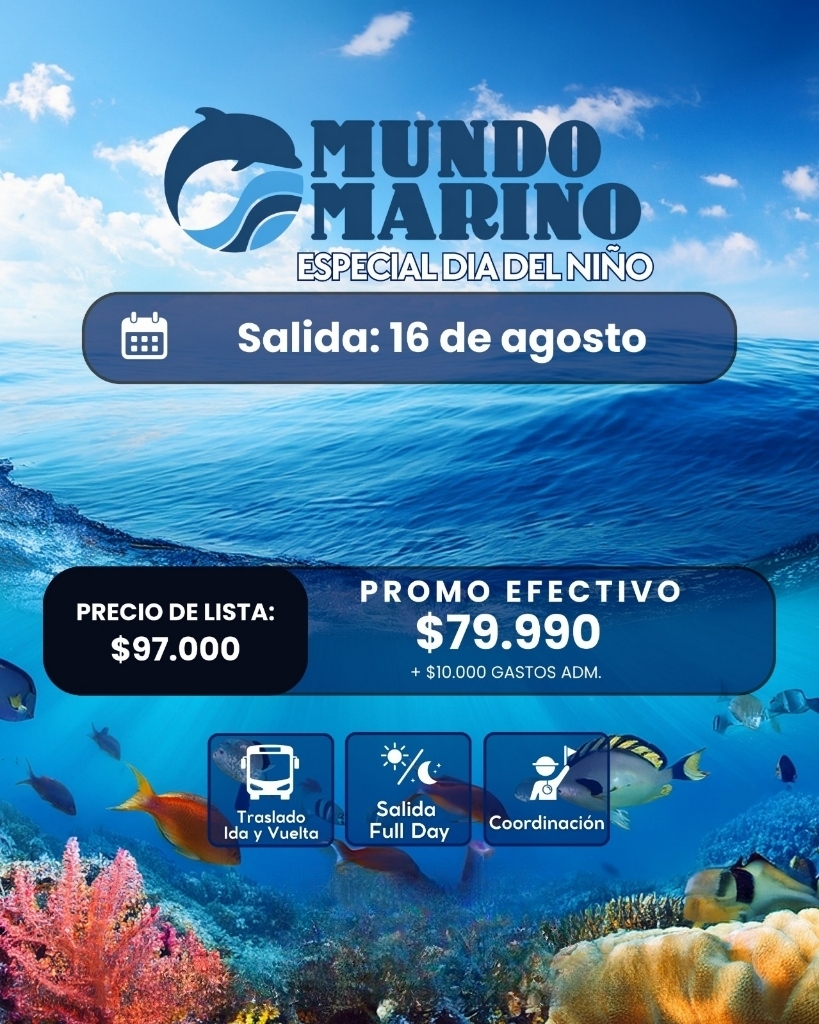 Flyer del viaje a Mundo Marino