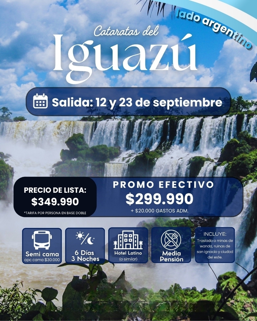 Flyer del viaje a Cataratas del Iguazú