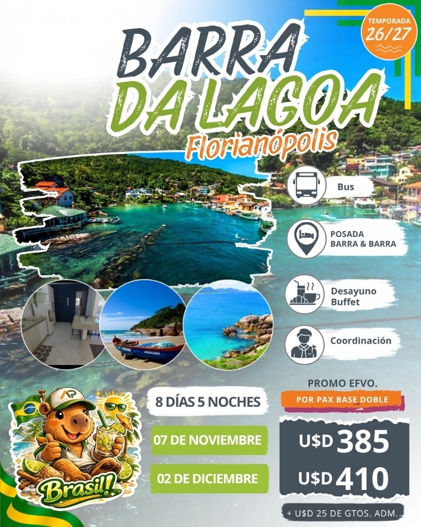 Flyer del viaje a Barra da Lagoa, Florianópolis