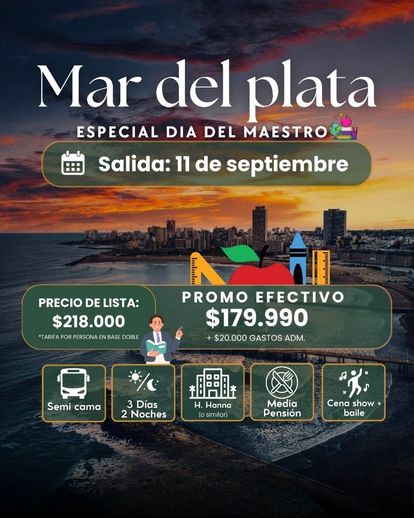 Flyer del viaje a Mar del Plata